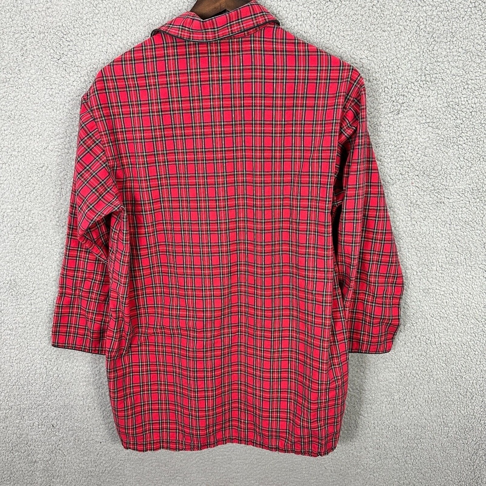 Ralph Lauren Pajama Top Women S Red Plaid Cotton Button Shirt Sleep Lounge Cozy - Picture 2 of 7
